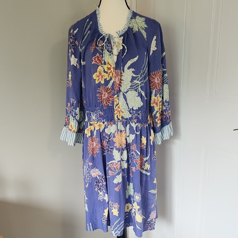 Tribal Femme blue floral boho dress, size large